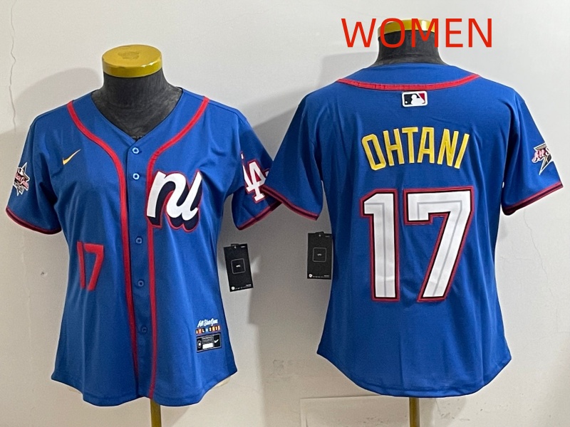 Women 2025 Los Angeles Dodgers #17 Ohtani Blue Nike 2025 MLB All Star Jersey style 005->youth mlb jersey->Youth Jersey